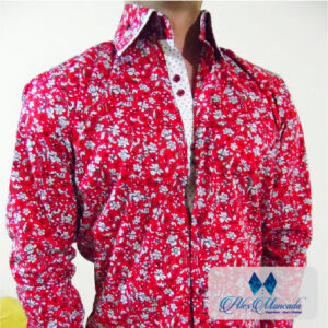 Camisa Roja con diseño de flores 05